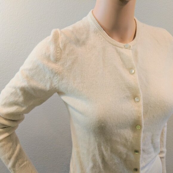 Cream Ann Taylor Cashmere Button Up Cardigan - Picture 2 of 4
